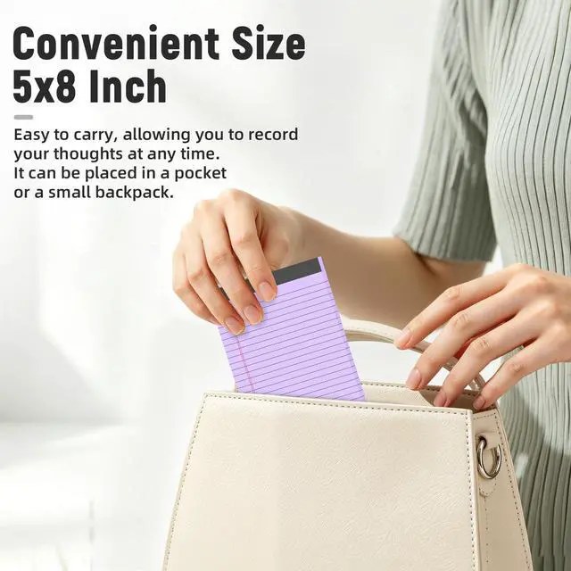 Alt view image 3 of 7 - 12pcs Note Pads 5"x8",600 Sheets Small Legal Pad, Perforated Color Notepads