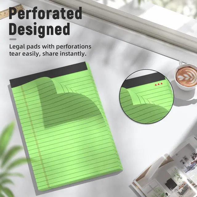 Alt view image 4 of 7 - 12pcs Note Pads 5"x8",600 Sheets Small Legal Pad, Perforated Color Notepads
