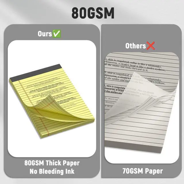 Alt view image 5 of 7 - 12pcs Note Pads 5"x8",600 Sheets Small Legal Pad, Perforated Color Notepads