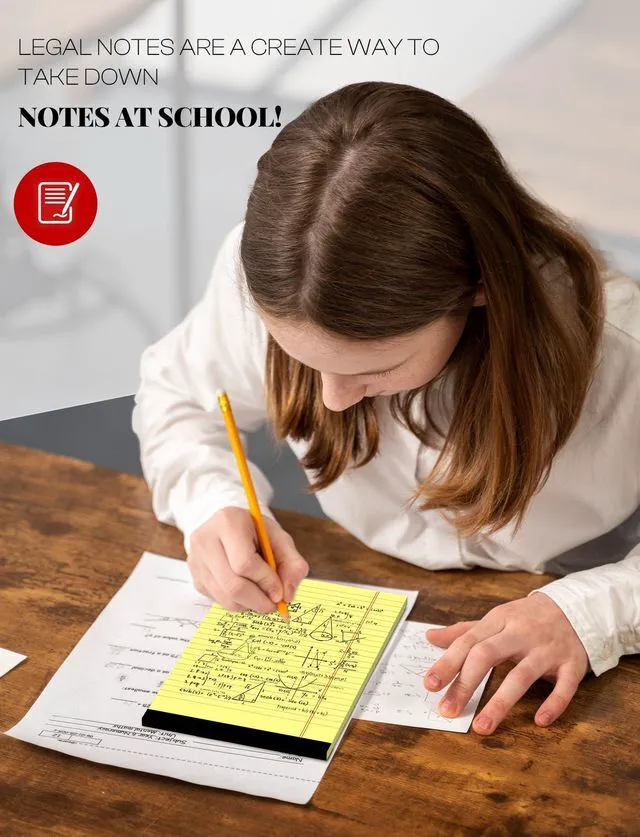 Alt view image 7 of 7 - 12 Pack Small Yellow Legal Pads 5x8 Note Pads 5x8 College Ruled Notepads Narrow Ruled Yellow Paper Pads 25 Lines Perforared Small Paper Tablets 5x8" Lined Notepad 5x8 With 30 Sheets Per Legal Pad