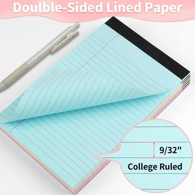 Alt view image 3 of 7 - Legal Pads 5" X 8", 6 Pack Colored Note Pads,College Ruled Lined Paper Pads