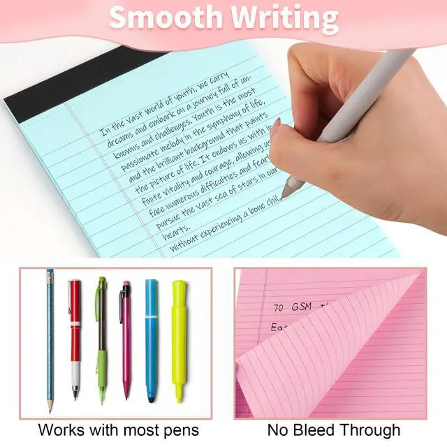 Alt view image 4 of 7 - Legal Pads 5" X 8", 6 Pack Colored Note Pads,College Ruled Lined Paper Pads