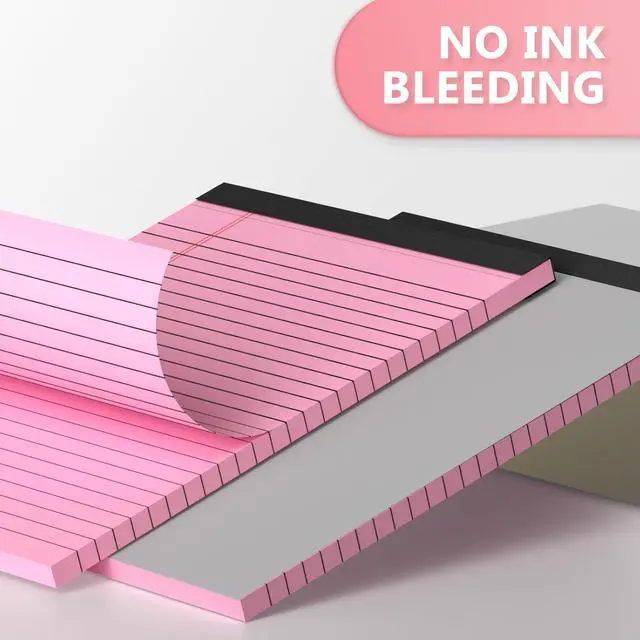 Alt view image 2 of 4 - Note Pads 5x8, Narrow Ruled Legal Pad, Writing Pads 5x8, Colored Legal Pads, Pink Legal Pad,Small Note Pad, 30 Sheet/Notepad, 6 Pack Multicolor Lined Paper, Mini Legal Pads for School,Business,Home