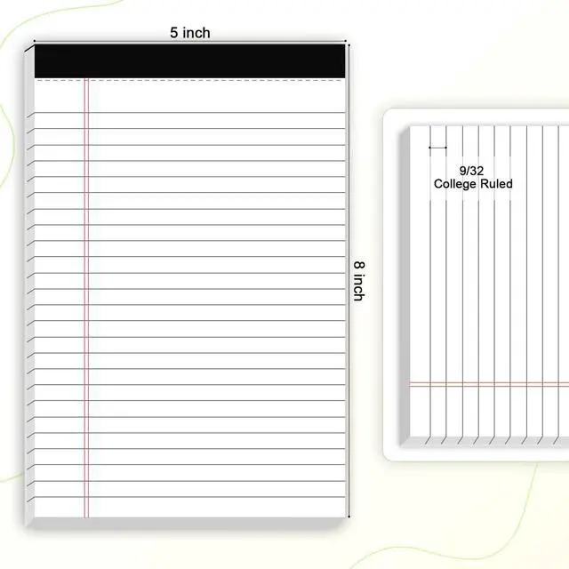 Alt view image 2 of 7 - 6pcs Small Note Pad 5x8 College Ruled Legal Pads Paper Notepads 6 Pack Study Back Writing Pads 5 x 8 Legal Pads Perforated Narrow Ruled Pads of Paper White