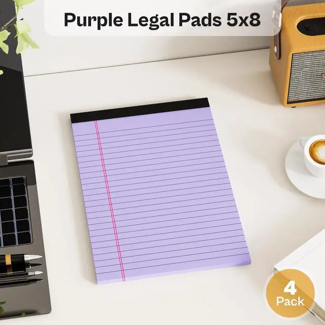 Alt view image 4 of 6 - 4 Pack Note Pads 5 x 8 Inch Purple Small Legal Pads 5 x 8 Colored Notepad 5 x 8 Perforated Writing Pads Lined Paper Pads College Ruled Pad Paper 30 Sheets Notebook for Study, To-Do Lists, Office