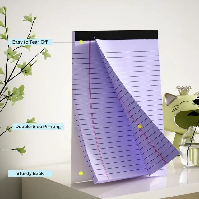 Alt view image 2 of 6 - 4 Pack Note Pads 5 x 8 Inch Purple Small Legal Pads 5 x 8 Colored Notepad 5 x 8 Perforated Writing Pads Lined Paper Pads College Ruled Pad Paper 30 Sheets Notebook for Study, To-Do Lists, Office