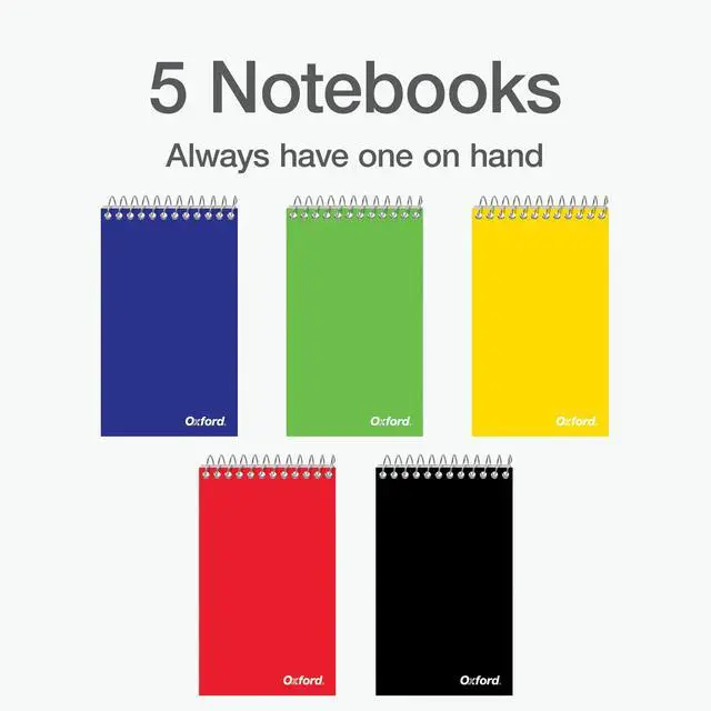 Alt view image 2 of 5 - Spiral Memo Pads, Top Wire Bound, 3 x 5 Inch Pocket Notepad, College Ruled, Assorted Primary Colors, 75 Sheets, 5 Pack (25091)