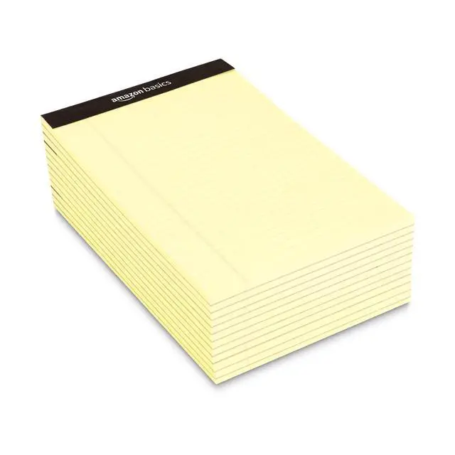 Alt view image 3 of 3 - 50-Sheet Narrow Ruled Lined Writing Note Pad, 5" x 8", 12-Pack, Canary, Perforated