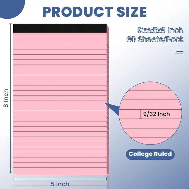 Main image of 5pcs Small Note Pads, Colored Notepads 5x8 College Ruled Notebook, Writing Pads 5 x 8, Legal Pads, Pad Paper Perforate Notebooks for Work, Message, School, Office Supplies,30 Sheets/Pack