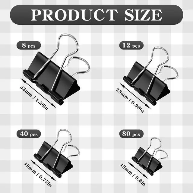 Alt view image 2 of 7 - Binder Clips Paper Clamps Assorted Sizes 140 Count,4 Sizes in One Pack, Large, Medium, Small and Micro Binder Paper Clips for Office, Home, School Supplies