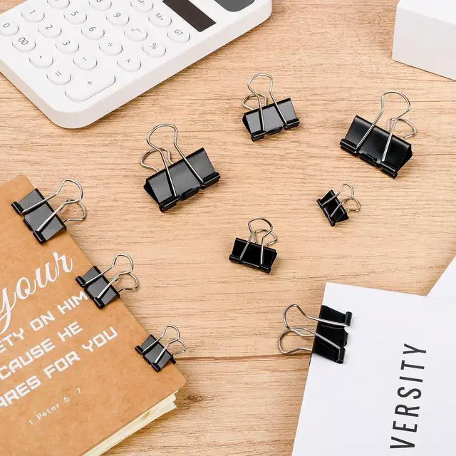 Alt view image 7 of 7 - Binder Clips Paper Clamps Assorted Sizes 140 Count,4 Sizes in One Pack, Large, Medium, Small and Micro Binder Paper Clips for Office, Home, School Supplies