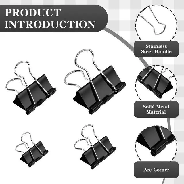 Alt view image 4 of 7 - Binder Clips Paper Clamps Assorted Sizes 140 Count,4 Sizes in One Pack, Large, Medium, Small and Micro Binder Paper Clips for Office, Home, School Supplies