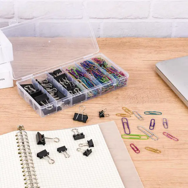 Alt view image 3 of 7 - Colored Paper Clips and Black Binder Clips for Office Home School Supplies