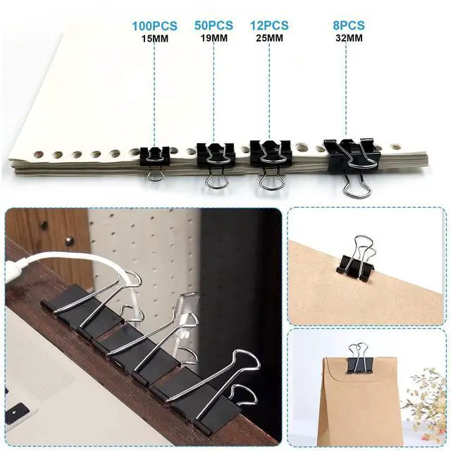 Alt view image 5 of 7 - 170 Pcs Binder Clips Assorted Sizes, Black Large, Medium, Small Binder Paper Clips for Office Supplies, Home, School,Business Document OrganizingBlack