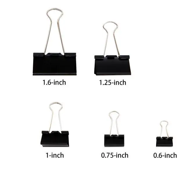 Alt view image 2 of 6 - Binder Clips Paper Clamps Assorted Sizes 150 Count (Black), Large, Medium, Small, X Small and Micro, 5 Sizes in One Pack, Meet Your Different Using Needs.