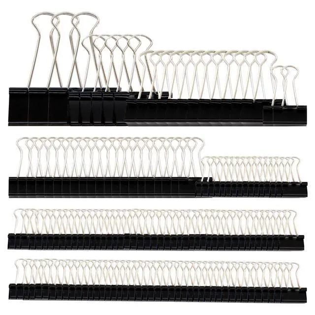 Alt view image 6 of 6 - Binder Clips Paper Clamps Assorted Sizes 150 Count (Black), Large, Medium, Small, X Small and Micro, 5 Sizes in One Pack, Meet Your Different Using Needs.