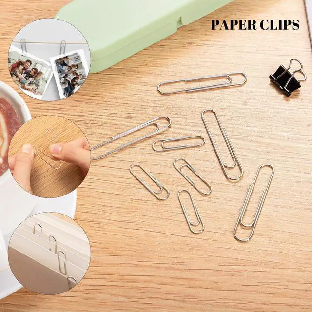 Alt view image 4 of 7 - 350 Pcs Paper Clips Assorted Sizes, Paperclips and Binderclips Office Supplies Set Paperclips Paper Clamps Rubber Bands Push Pins for Office and School Supplies