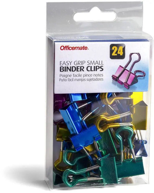 Main image of Easy Grip Binder Clips, Metallic, Small, Pack of 24