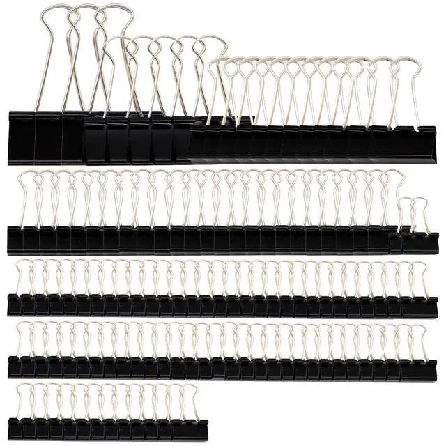 Alt view image 2 of 6 - Binder Clips Paper Clamps Assorted Sizes 120 Count (Black), Large, Medium, Small, X Small and Micro, 5 Sizes in One Pack, Meet Your Different Using Needs.