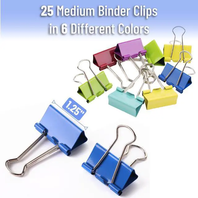 Alt view image 2 of 7 - Binder Clips, 1.25 inch, 25 Pack