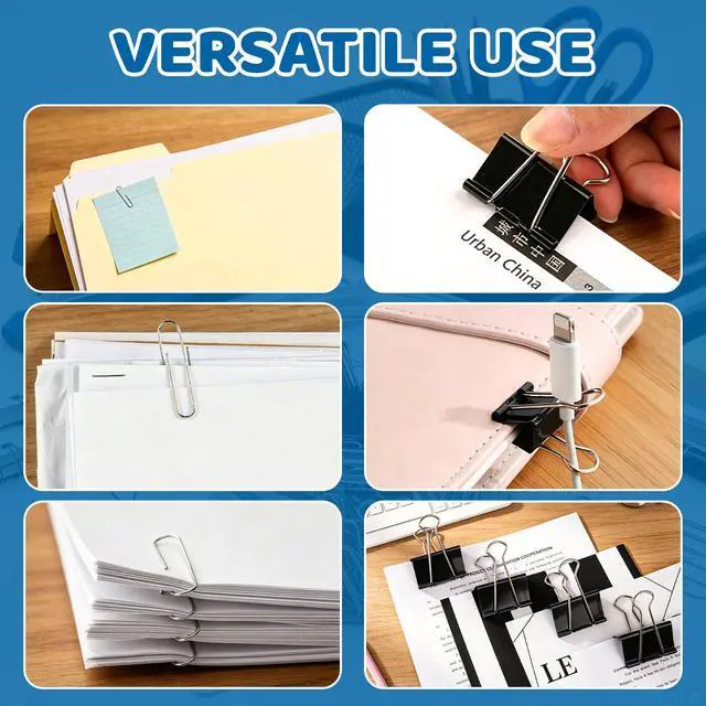 Alt view image 7 of 7 - 360 Pack Paper Clips and Binder Clips Set Mixed Sizes Paperclips with Assorted Medium & Large Binder Clips for Office School Home Organization