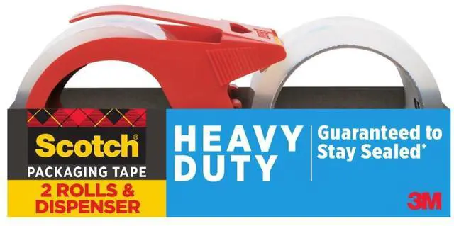 Main image of Heavy Duty Shipping Packing Tape, Clear, Shipping and Packaging Supplies, 1.88 in. x 54.6 yd., 2 Tape Rolls with 1 Dispenser