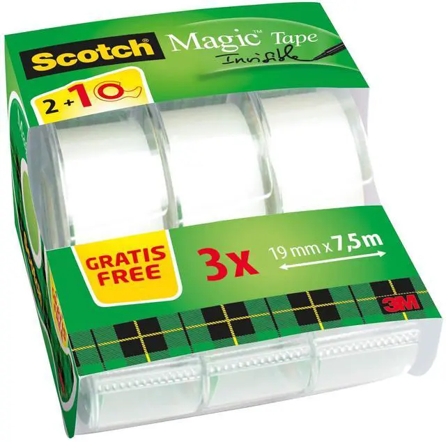 Alt view image 2 of 4 - Magic Tape, Promo Pack, 2 Rolls on Handheld Dispenser + 1 Free, 19 mm x 7.5 m - General Purpose Sticky Tape for Document Repair, Labelling & Sealing