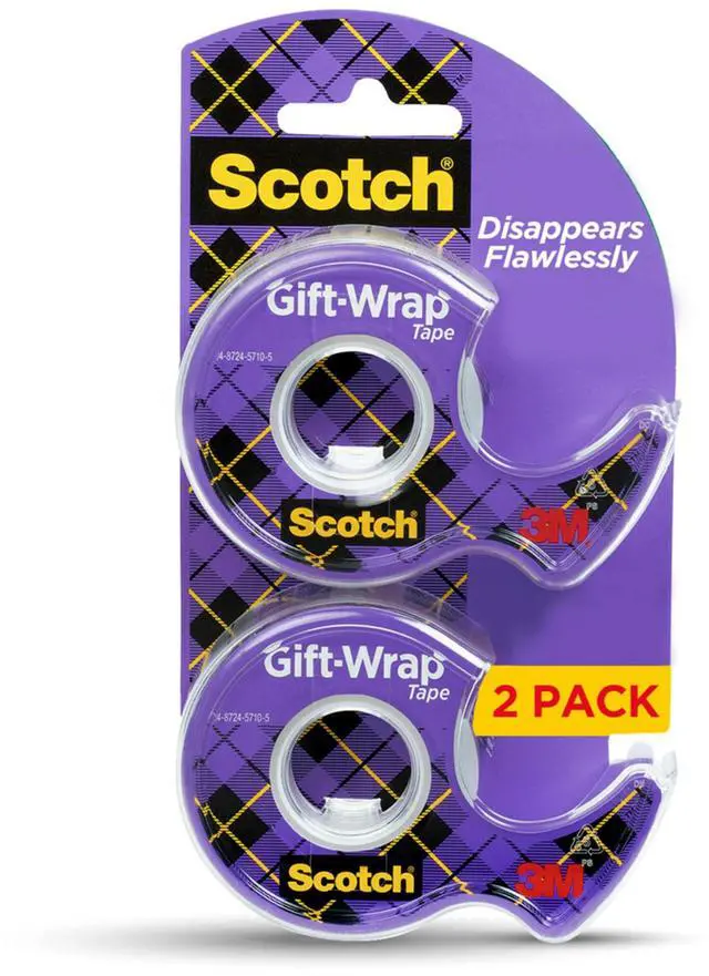 Main image of Gift Wrap Tape, Invisible, 3/4 in. x 600 in., 2 Tape Rolls with Dispensers