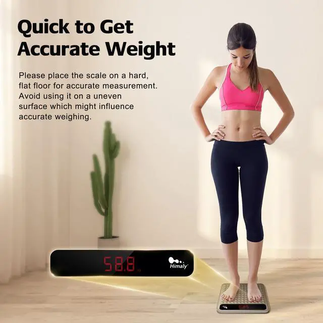 Alt view image 6 of 7 - Digital Body Weight Scale Bathroom Scale, Step-On Technology High Precision Measurements Scales with Large Non Slip Silicone Platform and LCD Digital Display, 400lbs/180kg Capacity, Brown