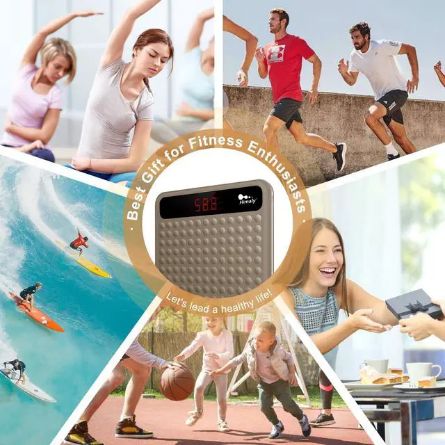 Alt view image 7 of 7 - Digital Body Weight Scale Bathroom Scale, Step-On Technology High Precision Measurements Scales with Large Non Slip Silicone Platform and LCD Digital Display, 400lbs/180kg Capacity, Brown