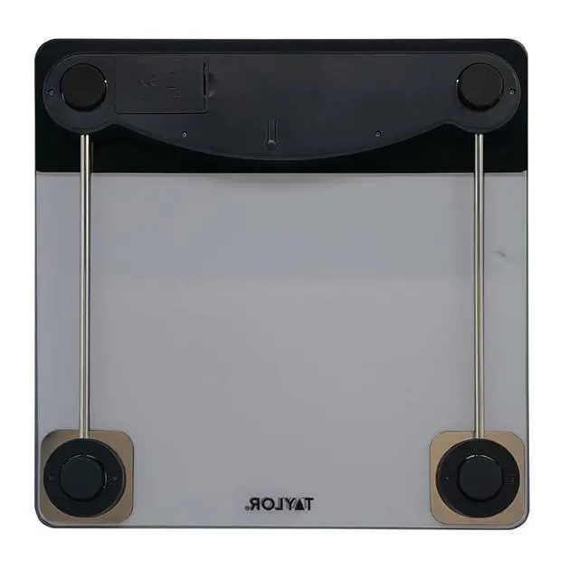 Alt view image 5 of 5 - Digital Bathroom Scale for Body Weight, Tinted Blue Glass Platform with LED Display, 440 lb Capacity, Stainless Steel Accents, 12.2 x 12.2 Inch