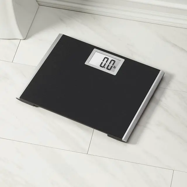 Alt view image 5 of 7 - Precision Plus Digital Bathroom Scale - Wide Body Bath Scale for Body Weight, Extra Wide Tempered Glass Platform, 440 lb Capacity, Black Matte