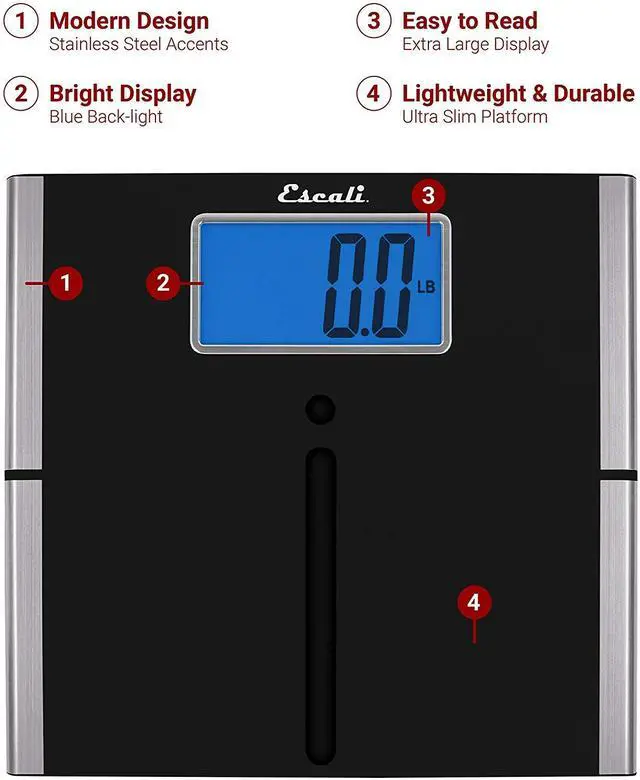 Alt view image 2 of 7 - Ultra Slim Easy Read Digital Bathroom Scale for Body Weight with Extra Large Display and High Capacity of 440 lb, Batteries Included