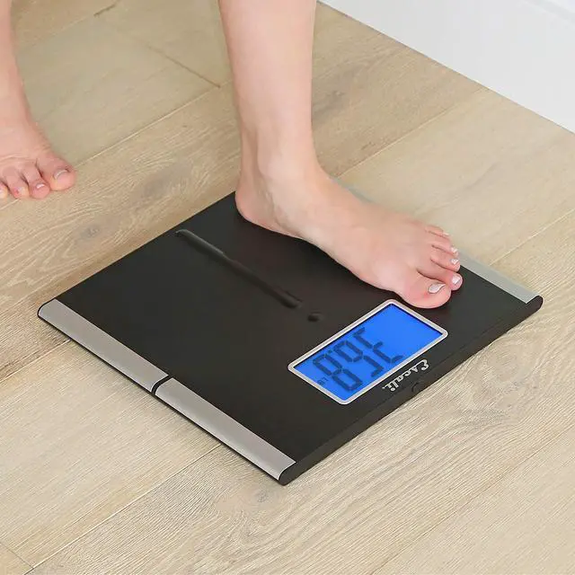 Alt view image 6 of 7 - Ultra Slim Easy Read Digital Bathroom Scale for Body Weight with Extra Large Display and High Capacity of 440 lb, Batteries Included