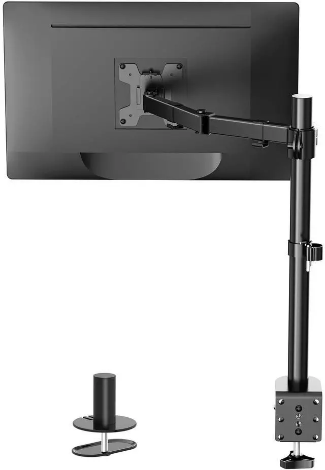 Main image of Single Monitor Mount, Single Monitor Arm Desk Mount, Up to 32 inch Ultrawide, Regular Screens up to 27 inches, 22lbs, Adjustable Mount with C-CLAMP for Home Office Application(M001), Black