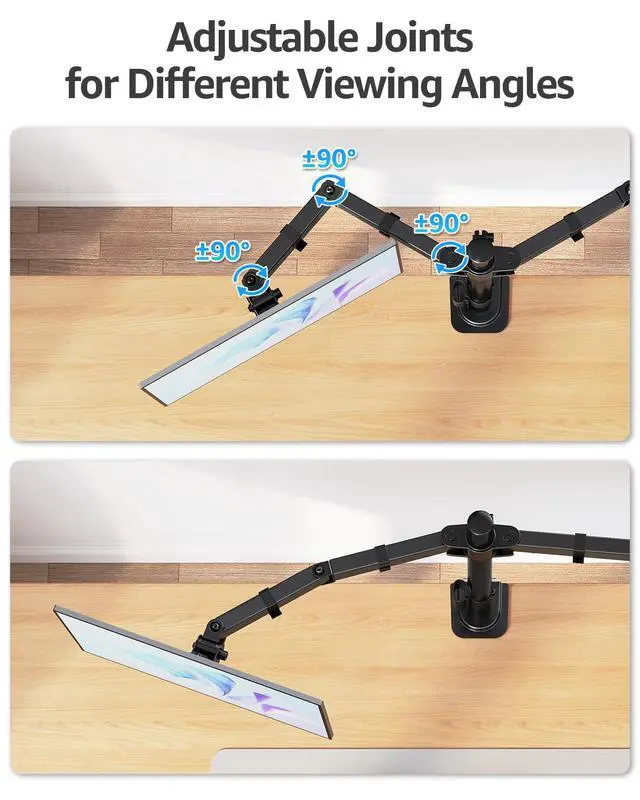 Alt view image 5 of 7 - Dual Monitor Desk Mount, Max 32 Inch up to 17.6lbs, Fully Adjustable Dual Monitor Arm for 2 LCD Screens, Double Monitor Stand with C-Clamp and Grommet Base