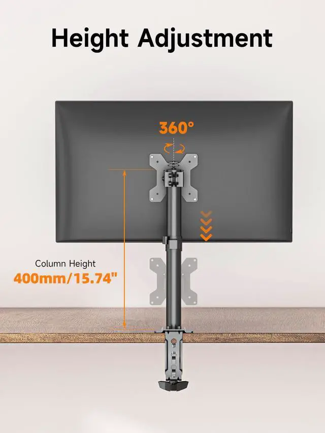 Alt view image 5 of 7 - Single Fully Adjustable Monitor Arm Stand Mount Fits One Screen 13-32 inch 22lbs for Monitor Computer Screen 13 15 17 19 20 22 23 24 26 27 30 32 inch VESA 75 100 (MD7401)