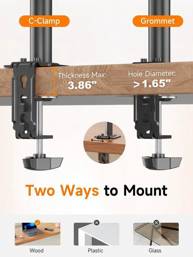 Alt view image 6 of 7 - Single Fully Adjustable Monitor Arm Stand Mount Fits One Screen 13-32 inch 22lbs for Monitor Computer Screen 13 15 17 19 20 22 23 24 26 27 30 32 inch VESA 75 100 (MD7401)
