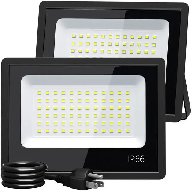 Main image of LED Flood Light Outdoor, High Power Commercial Work Light, IP66 Waterproof Daylight 6500K Super Bright Security Stadium Lights for Parking Lots, Warehouses, Yard (50 Watts) AC85-265V