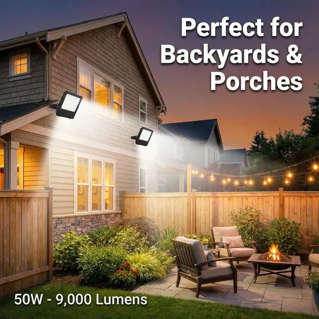 Alt view image 7 of 7 - LED Flood Light Outdoor, High Power Commercial Work Light, IP66 Waterproof Daylight 6500K Super Bright Security Stadium Lights for Parking Lots, Warehouses, Yard (50 Watts) AC85-265V