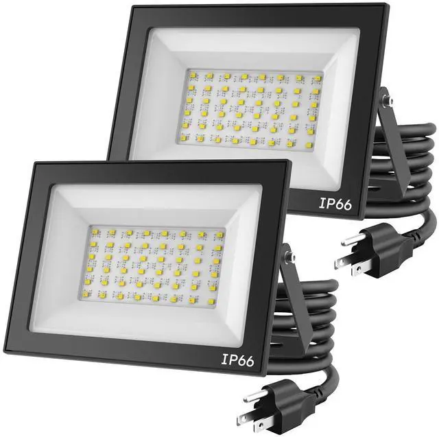 Main image of 2-Pack 50W LED Flood Lights Outdoor 9000 Lumens Super Bright Security Lighting, IP66 Waterproof, 5000K Daylight Energy-Efficient Outdoor Lights for Garage, Garden, Lawn, Backyard
