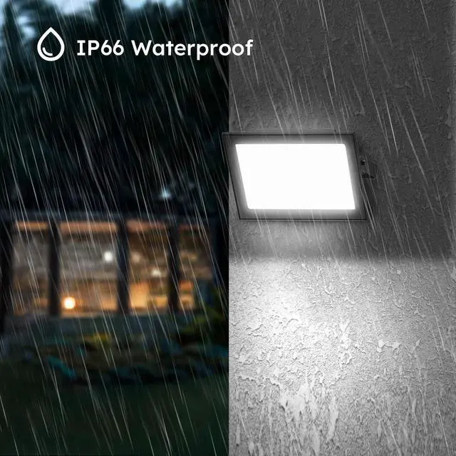 Alt view image 3 of 6 - 2-Pack 50W LED Flood Lights Outdoor 9000 Lumens Super Bright Security Lighting, IP66 Waterproof, 5000K Daylight Energy-Efficient Outdoor Lights for Garage, Garden, Lawn, Backyard