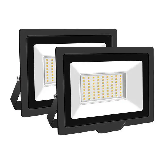 Main image of 2 Pack LED Flood Lights Outdoor, 50W 5000LM LED Security Flood Light, 4000K Daylight Warm White IP66 Waterproof Lighting Outside for Garden Yard Garages Patio Billboard Playground Stadium