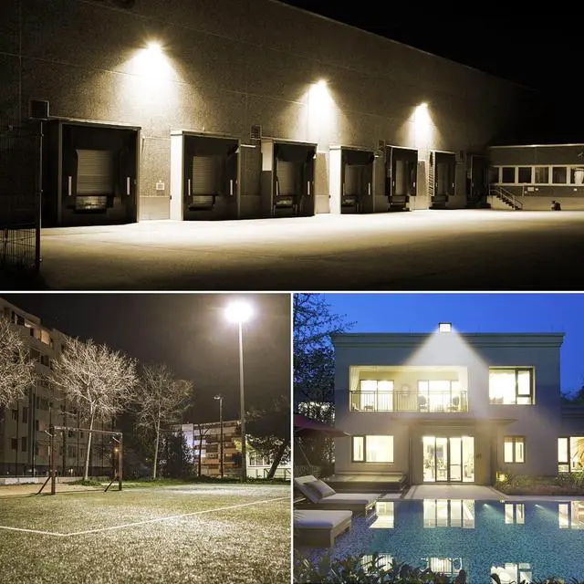 Alt view image 7 of 7 - 2 Pack LED Flood Lights Outdoor, 50W 5000LM LED Security Flood Light, 4000K Daylight Warm White IP66 Waterproof Lighting Outside for Garden Yard Garages Patio Billboard Playground Stadium