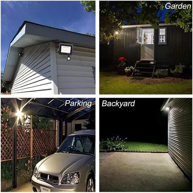 Alt view image 7 of 7 - LED Flood Light Outdoor,6500K Security Lights, Plug in Motion Outdoor,Slim Design Motion Detector IP66 Waterproof Light for Garage, Yard, Porch (50W)