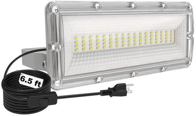 Main image of 50W LED Flood Light, 7000LM LED Work Lights with Plug & Switch & 6.5 FT Cord, 6500K Security Light Outside, IP67 Waterproof Outdoor Floodlights with 6KV Surge Protection for Garden