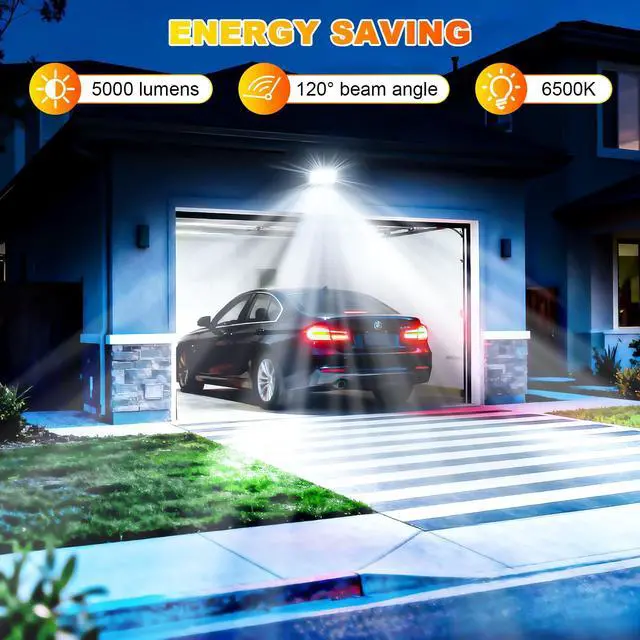 Alt view image 6 of 7 - 50W LED Flood Light, 10000LM Plug in Flood Light with Switch, 6500K Daylight White Reflectores Led, Flood Lights Outdoor for Garage, Yard, Garden, Stadium -IP66 2 Pack