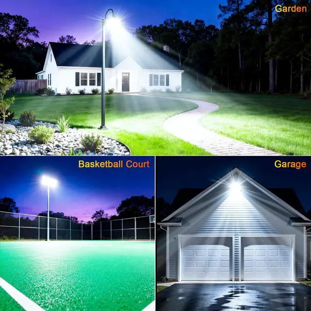 Alt view image 7 of 7 - 50W LED Flood Light, 10000LM Plug in Flood Light with Switch, 6500K Daylight White Reflectores Led, Flood Lights Outdoor for Garage, Yard, Garden, Stadium -IP66 2 Pack