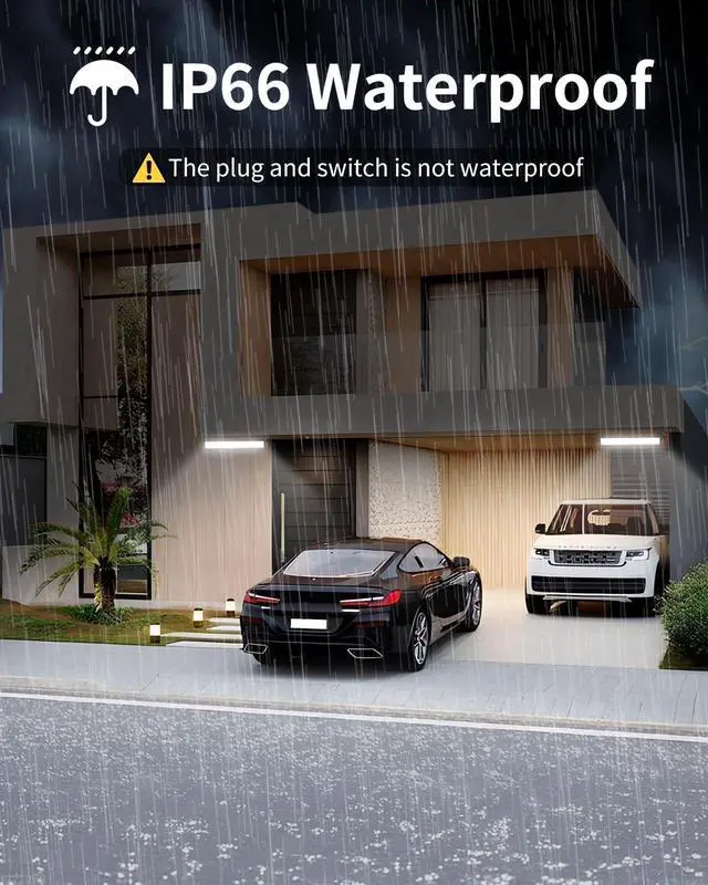 Alt view image 5 of 7 - IP66 Waterproof 45W LED Shop Lights, 5400LM 6000K Daylight White Garage Light with 6FT Power Cord & Switch, Plug in LED Work Light for Garage Workbench Workshop Warehouses Basement Yard 2 Pack