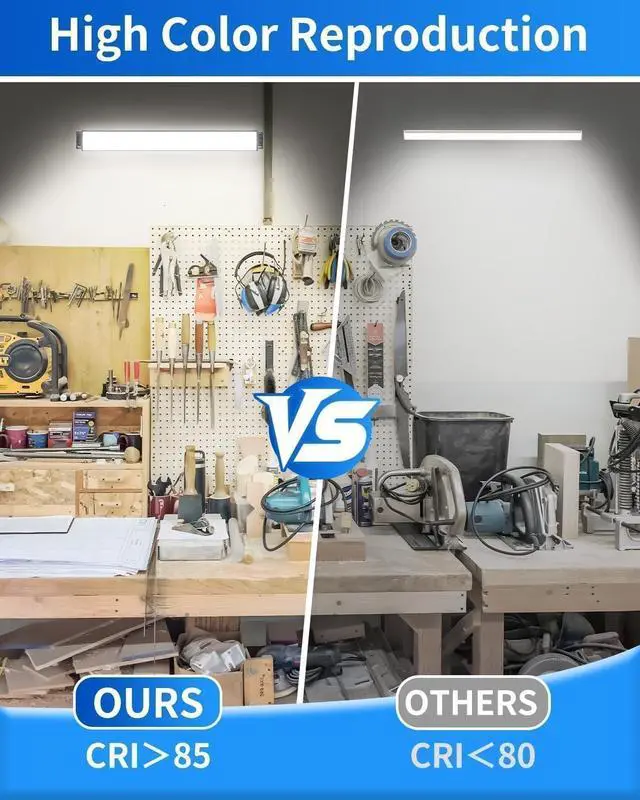 Alt view image 7 of 7 - IP66 Waterproof 45W LED Shop Lights, 5400LM 6000K Daylight White Garage Light with 6FT Power Cord & Switch, Plug in LED Work Light for Garage Workbench Workshop Warehouses Basement Yard 2 Pack